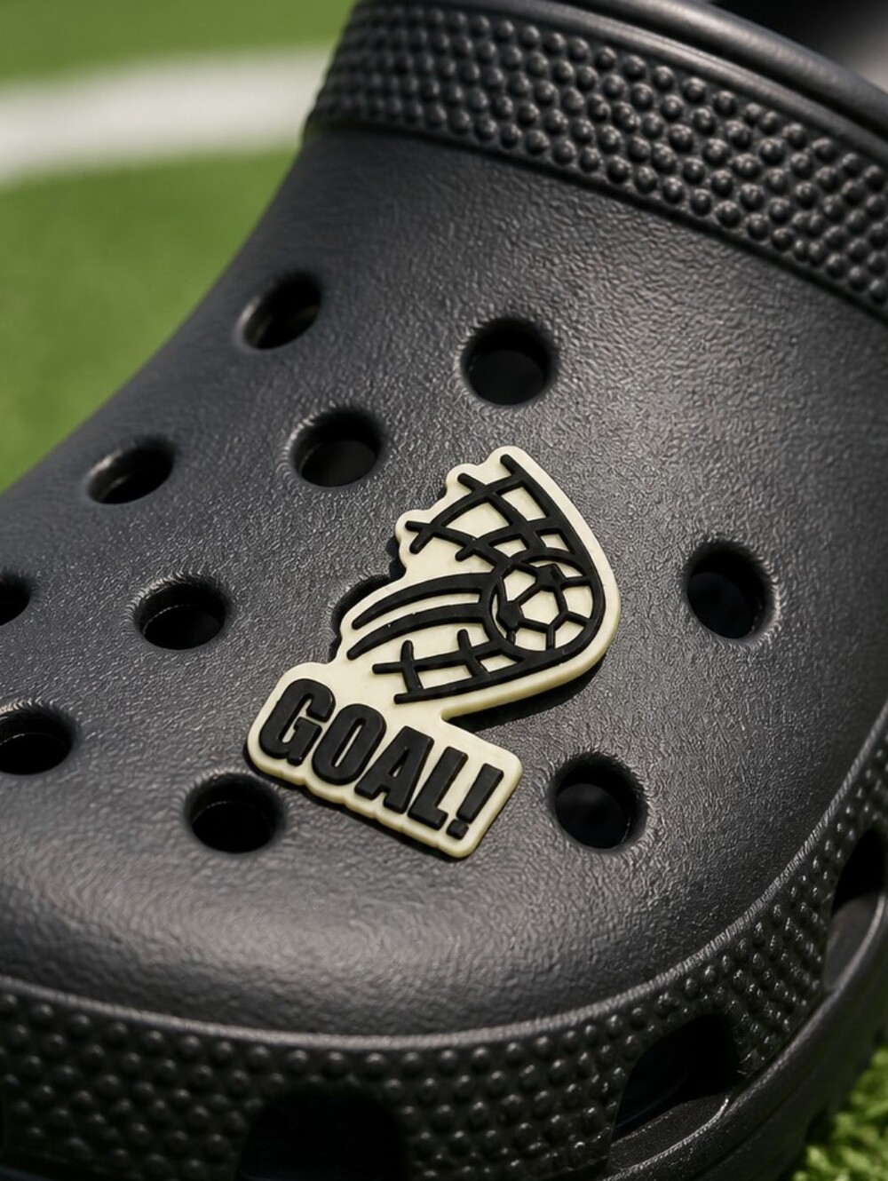 Soccer Goal Croc Shoe Charm Black White Sports Jibbitz Style Soccer Player Gift